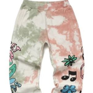 NWT Chinatown Market Smiley Records Angel Sigh Sweat Pants Tie Dye sz XXL